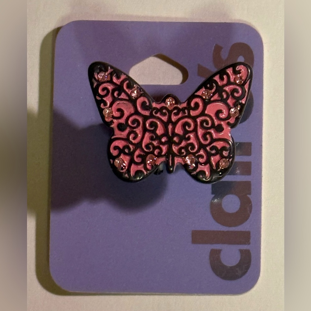 Claire’s Elastic Band Pink Butterfly Ring, One Size